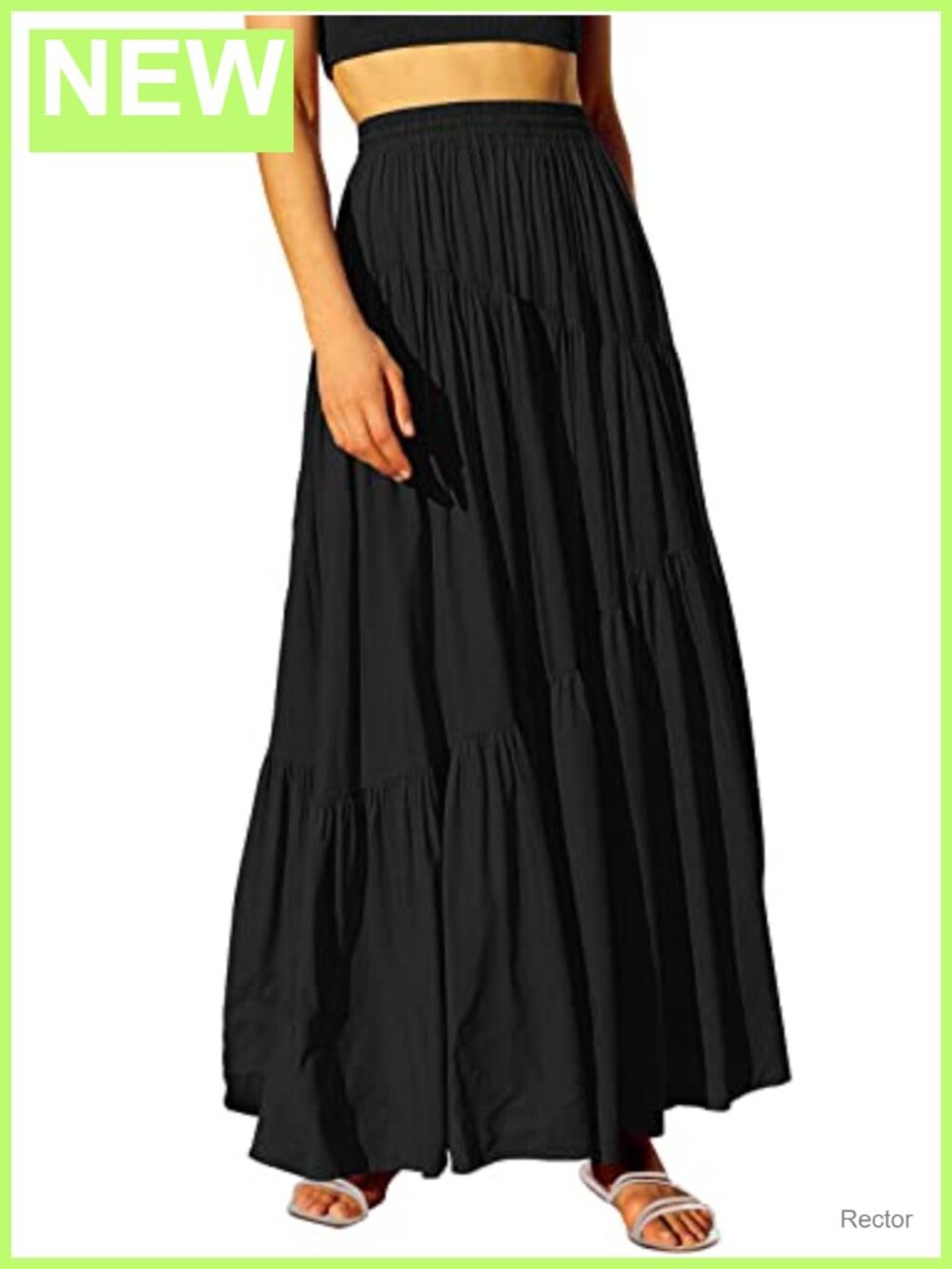 Women's Flowy Boho Maxi Skirt with Pockets 100% Rayon Tiered A-Line
